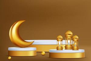 célébration islamique 3d réaliste avec ornement islamique et podium de produit. vecteur 3d illustration