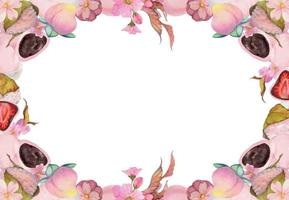 bonbons japonais traditionnels dessinés à la main à l'aquarelle. cadre carré de wagashi de printemps avec sakura. isolé sur fond blanc. conception d'invitations, menu de restaurant, cartes de voeux, impression, textile vecteur