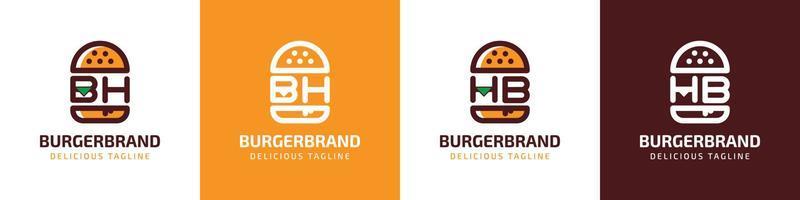 lettre bh et hb Burger logo, adapté pour tout affaires en relation à Burger avec bh ou hb initiales. vecteur