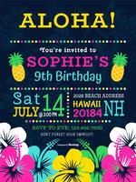 Invitation de vecteur de fête d'anniversaire polynésien coloré