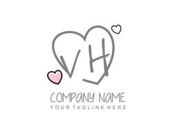 initiale vh avec cœur l'amour logo modèle vecteur