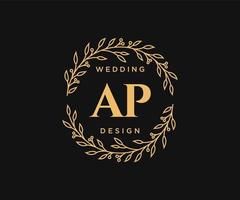 ap initiales lettre mariage monogramme logos collection, modèles minimalistes et floraux modernes dessinés à la main pour cartes d'invitation, réservez la date, identité élégante pour restaurant, boutique, café en image vectorielle vecteur