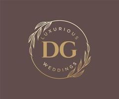 dg initiales lettre modèle de logos de monogramme de mariage, modèles minimalistes et floraux modernes dessinés à la main pour cartes d'invitation, réservez la date, identité élégante. vecteur