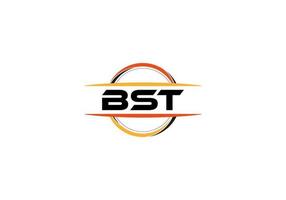 bst lettre royalties ellipse forme logo. bst brosse art logo. bst logo pour une entreprise, entreprise, et commercial utiliser. vecteur
