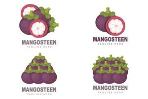 création de logo de mangoustan, vecteur de fruits frais pour la santé de la peau, illustration de marque de magasin de fruits et médecine naturelle de la peau