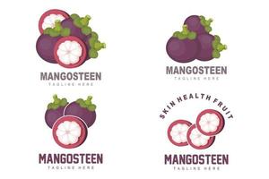 création de logo de mangoustan, vecteur de fruits frais pour la santé de la peau, illustration de marque de magasin de fruits et médecine naturelle de la peau