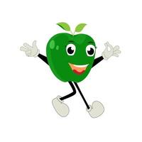 Pomme dessin animé personnage illustration de une content Pomme personnage. rouge, jaune, vert Pomme marrant personnage, concept de santé se soucier pour des gamins vecteur