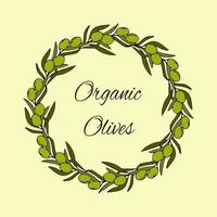 circulaire Cadre avec texte biologique Olives vecteur