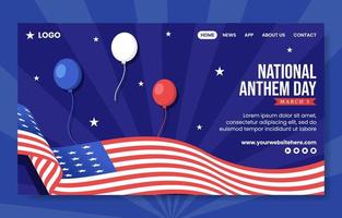 nationale hymne journée social médias atterrissage page avec uni États de Amérique drapeau plat dessin animé main tiré modèles illustration vecteur