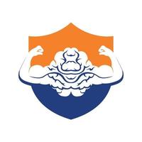 création de logo vectoriel cerveau fort. cerveau avec un double biceps fort.