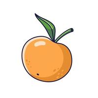mignonne Orange mandarin. vecteur main tiré dessin animé icône illustration. mandarin dans griffonnage style. isolé sur blanc Contexte.
