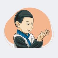 Ramadan Karim. une garçon prier à Allah vecteur illustration gratuit Télécharger