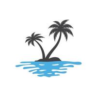 logo de plage de palmiers vecteur