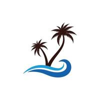 logo de plage de palmiers vecteur