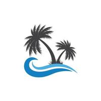 logo de plage de palmiers vecteur