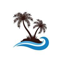 logo de plage de palmiers vecteur