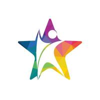 création de logo créatif étoile humaine. Emblème de vecteur abstrait de personnes étoiles pour l'éducation, la communauté sociale et la forme physique.