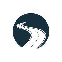 création de logo de voyage sur route créatif. modèle de conception de vecteur de logo de route.