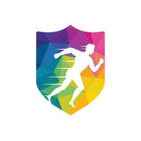 conception de vecteur de logo de course et de marathon. symbole de vecteur d'homme en cours d'exécution. concept de sport et de compétition.