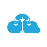 création de logo cloud et échelle de la justice. symbole de cabinet d'avocats, d'avocat ou de cabinet d'avocats. vecteur