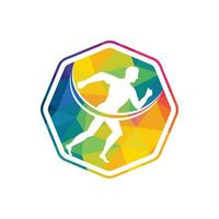 conception de vecteur de logo de course et de marathon. symbole de vecteur d'homme en cours d'exécution. concept de sport et de compétition.