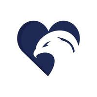 Aigle logo abstrait cœur forme. faucon ou faucon cœur forme logo concept. vecteur