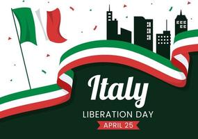 Italie libération journée illustration avec vacances célébrer sur avril 25 et vague drapeau italien dans plat dessin animé main tiré pour atterrissage page modèles vecteur