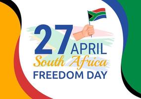 content Sud Afrique liberté journée sur 27 avril illustration avec vague drapeau pour la toile bannière ou atterrissage page dans main tiré Contexte modèles vecteur
