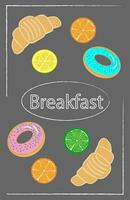 vecteur illustration petit déjeuner savoureux en bonne santé brillant sur gris Contexte