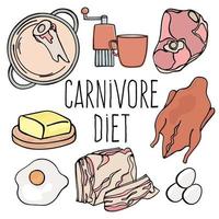 carnivore menu biologique en bonne santé régime vecteur illustration ensemble
