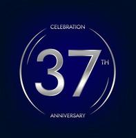 37e anniversaire. trente sept ans anniversaire fête bannière dans argent couleur. circulaire logo avec élégant nombre conception. vecteur