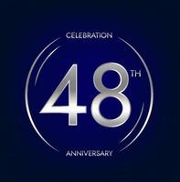 48ème anniversaire. quarante huit ans anniversaire fête bannière dans argent couleur. circulaire logo avec élégant nombre conception. vecteur
