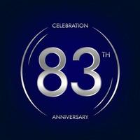 83e anniversaire. quatre vingt trois ans anniversaire fête bannière dans argent couleur. circulaire logo avec élégant nombre conception. vecteur