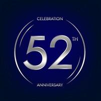 52e anniversaire. cinquante-deux ans anniversaire fête bannière dans argent couleur. circulaire logo avec élégant nombre conception. vecteur
