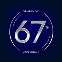 67ème anniversaire. soixante-sept ans anniversaire fête bannière dans argent couleur. circulaire logo avec élégant nombre conception. vecteur
