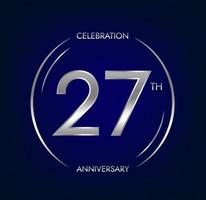 27e anniversaire. vingt sept ans anniversaire fête bannière dans argent couleur. circulaire logo avec élégant nombre conception. vecteur