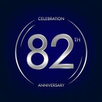 82ème anniversaire. quatre-vingt deux ans anniversaire fête bannière dans argent couleur. circulaire logo avec élégant nombre conception. vecteur