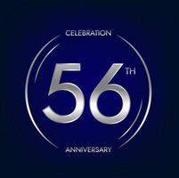 56ème anniversaire. cinquante six ans anniversaire fête bannière dans argent couleur. circulaire logo avec élégant nombre conception. vecteur