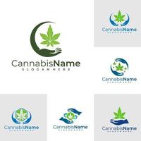 ensemble de cannabis se soucier logo vecteur modèle. Créatif cannabis logo conception concepts