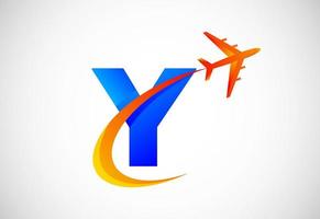 initiale y alphabet avec une swoosh et avion logo conception. adapté pour Voyage entreprises ou affaires vecteur