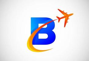 initiale b alphabet avec une swoosh et avion logo conception. adapté pour Voyage entreprises ou affaires vecteur