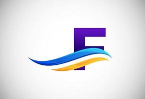 initiale F alphabet avec swoosh ou océan vague logo conception. graphique alphabet symbole pour entreprise affaires identité vecteur
