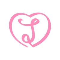 initiale j l'amour ruban logo vecteur