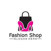 femme femme dame fille chaussures à talons hauts sac shopping magasin logo design vecteur