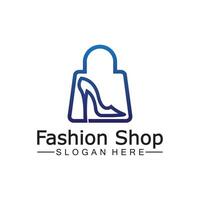 femme femme dame fille chaussures à talons hauts sac shopping magasin logo design vecteur