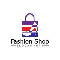 femme femme dame fille chaussures à talons hauts sac shopping magasin logo design vecteur