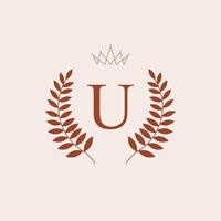 u initiales logo conception. des lettres u Royal emblème avec couronne. vecteur