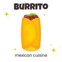 mexicain cuisine traditionnel plat burrito. isolé sur blanc Contexte. vecteur