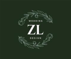 collection de logos de monogramme de mariage lettre initiales zl, modèles minimalistes et floraux modernes dessinés à la main pour cartes d'invitation, réservez la date, identité élégante pour restaurant, boutique, café en image vectorielle vecteur