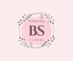 bs initiales lettre modèle de logos de monogramme de mariage, modèles minimalistes et floraux modernes dessinés à la main pour cartes d'invitation, réservez la date, identité élégante. vecteur